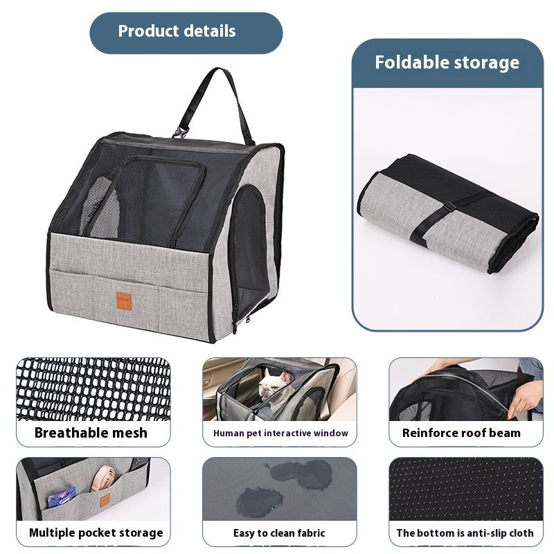 Foldable Pet Car Cage & Mat - Waterproof Travel Crate