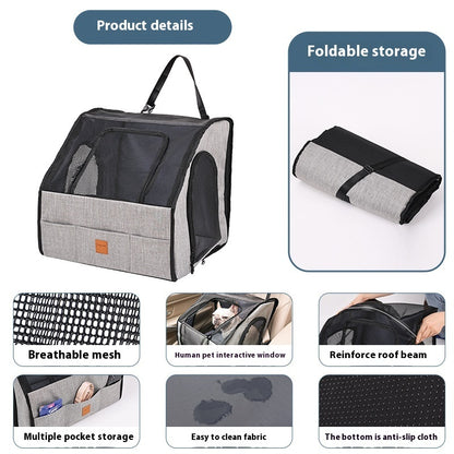 Foldable Pet Car Cage & Mat - Waterproof Travel Crate