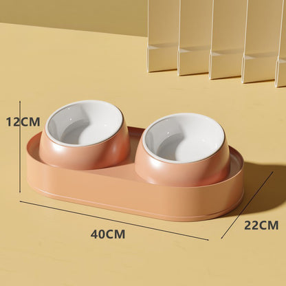 Tilted Double Pet Bowl - Elevated Neck-Protecting Feeder