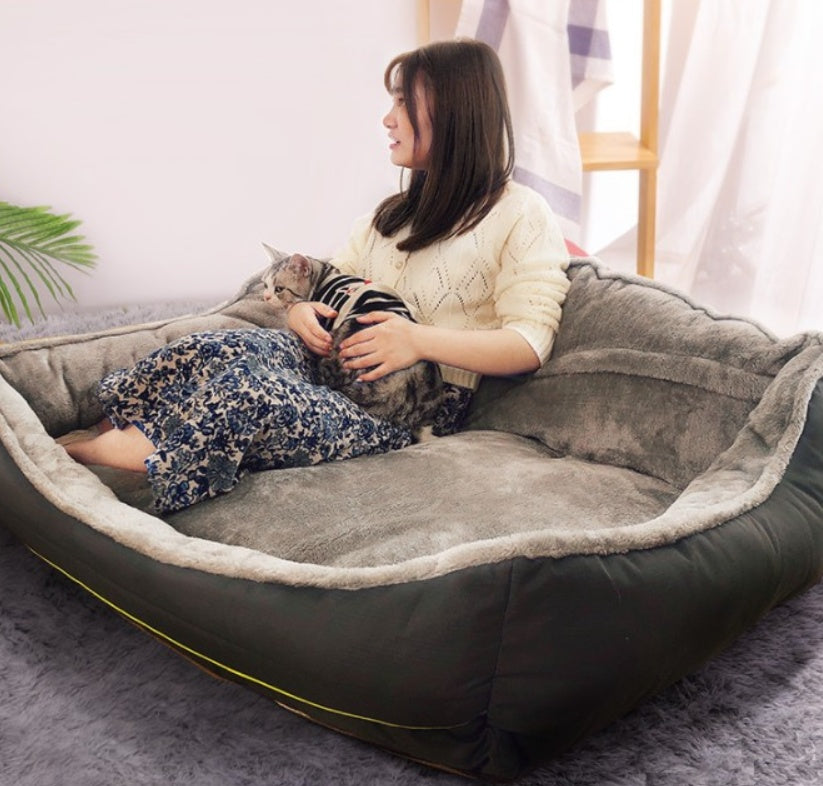 Polyester Dog Sofa Bed - Cushioned Lounger for Small to XL Dogs