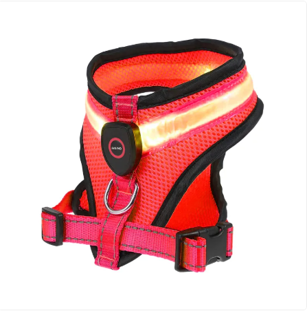 GlowPaws LED Dog Harness - Rechargeable Night Safety Mesh Harness
