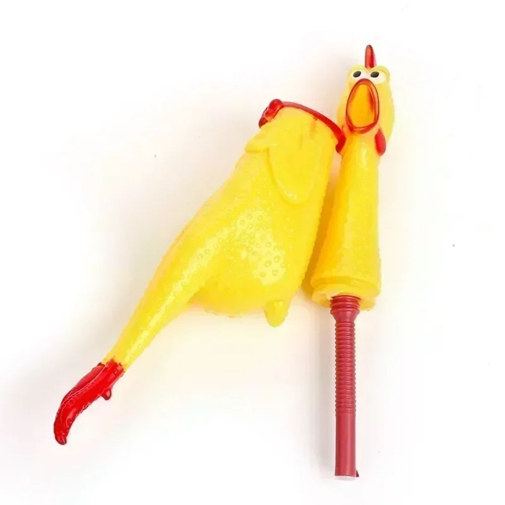 Screaming Chicken Dog Toy - Durable Squeaky Rubber Chew