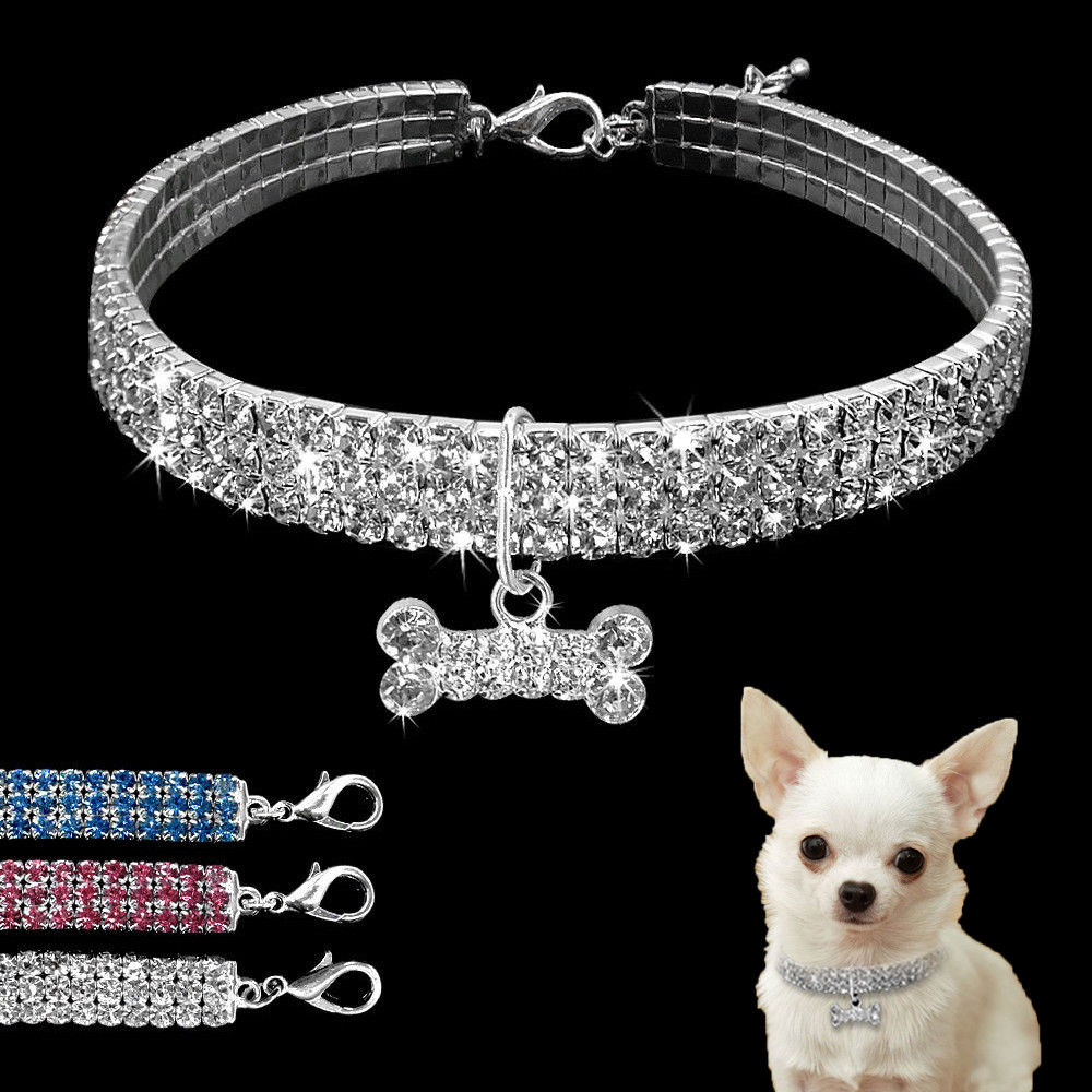 Bling Rhinestone Dog Collar - Crystal Collar for Small Dogs & Cats