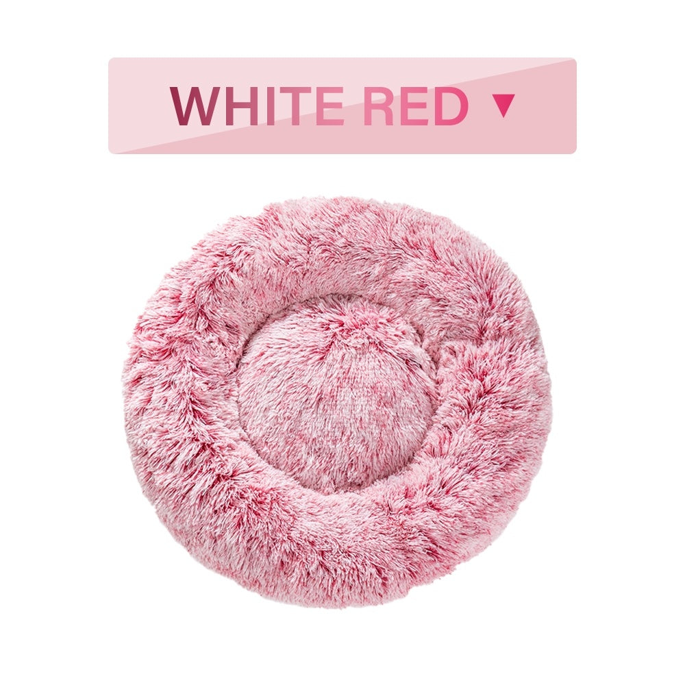 Fluffy Donut Dog Bed - Calming Plush Pet Cushion (S-XL)