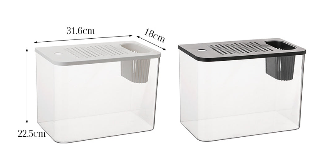 Mini Ecological Betta Tank with Cover - 32cm Desk Aquarium