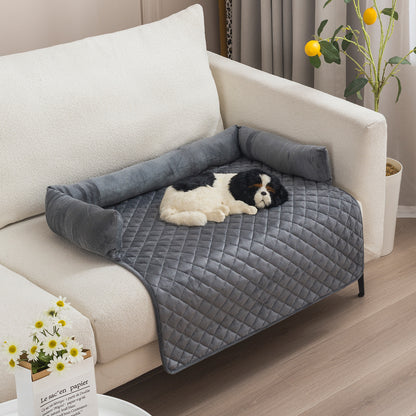 Dog Sofa Bed - Cushioned Pet Couch with Furniture Protector