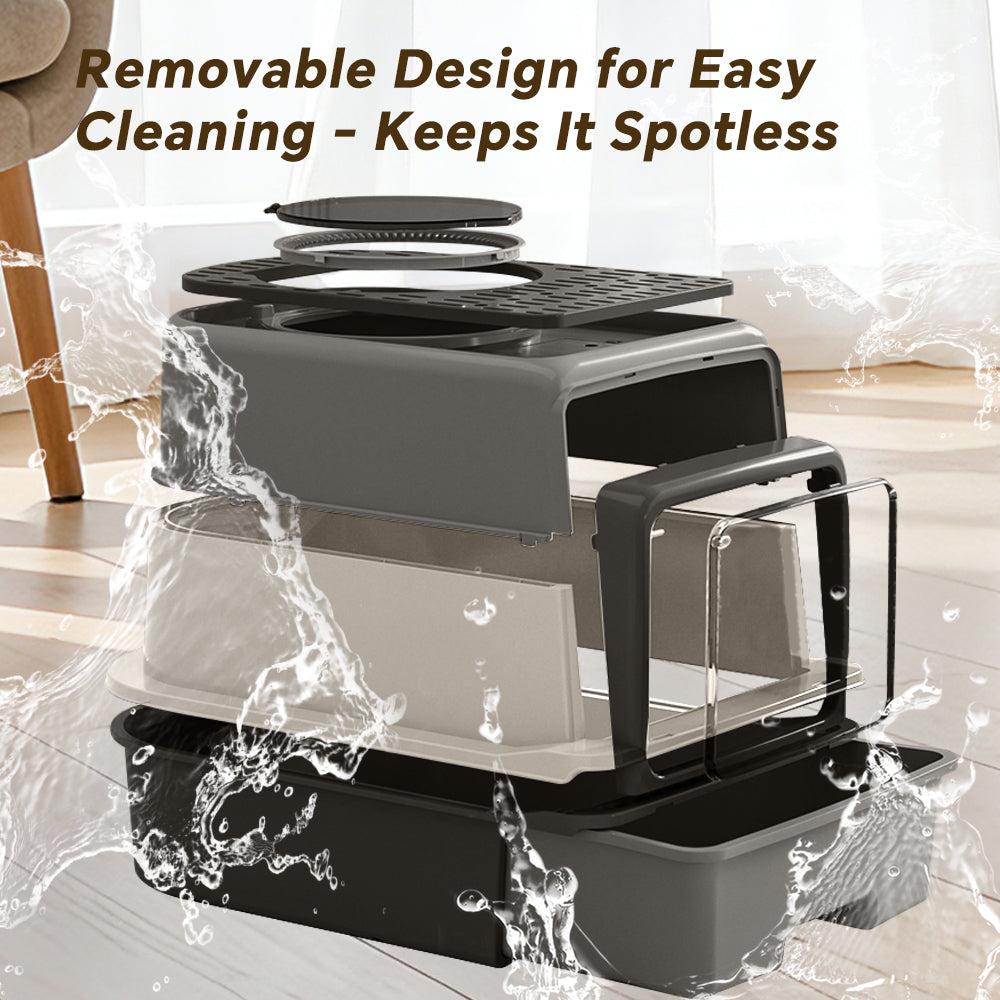 Enclosed Cat Litter Box - Odor Locking with Scoop & Deodorant