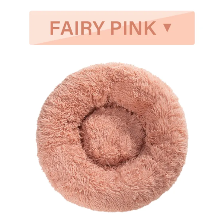 Fluffy Donut Pet Bed - Calming Round Dog & Cat Bed