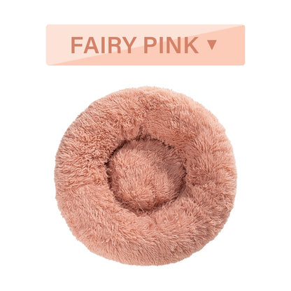 Fluffy Donut Dog Bed - Calming Plush Pet Cushion (S-XL)