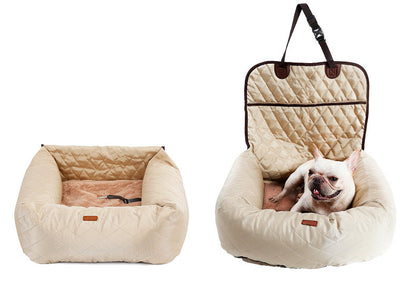 2-in-1 Folding Dog Car Seat Bed - Waterproof Travel Mattress