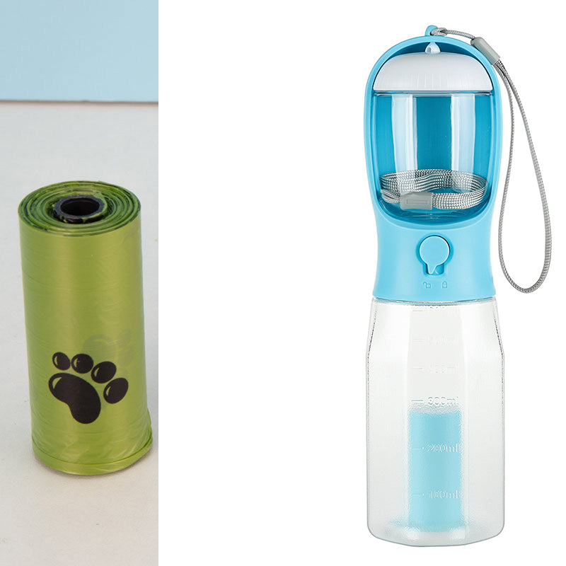 3-in-1 Portable Dog Water Bottle - Travel Feeder & Waste Dispenser