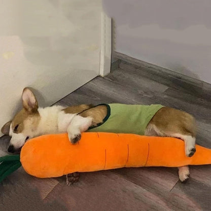 Cute Carrot Squeaky Dog Toy - Soft Plush Chew