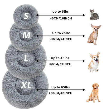 Fluffy Donut Pet Bed - Calming Round Dog & Cat Bed