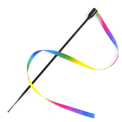 Rainbow Cat Wand Toy - Interactive Ribbon Teaser