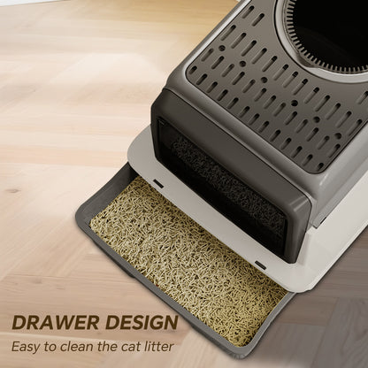Enclosed Cat Litter Box - Odor Locking with Scoop & Deodorant