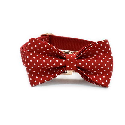 Red Dot Dog Collar & Leash Set with Bow Tie - Stylish Walking Set
