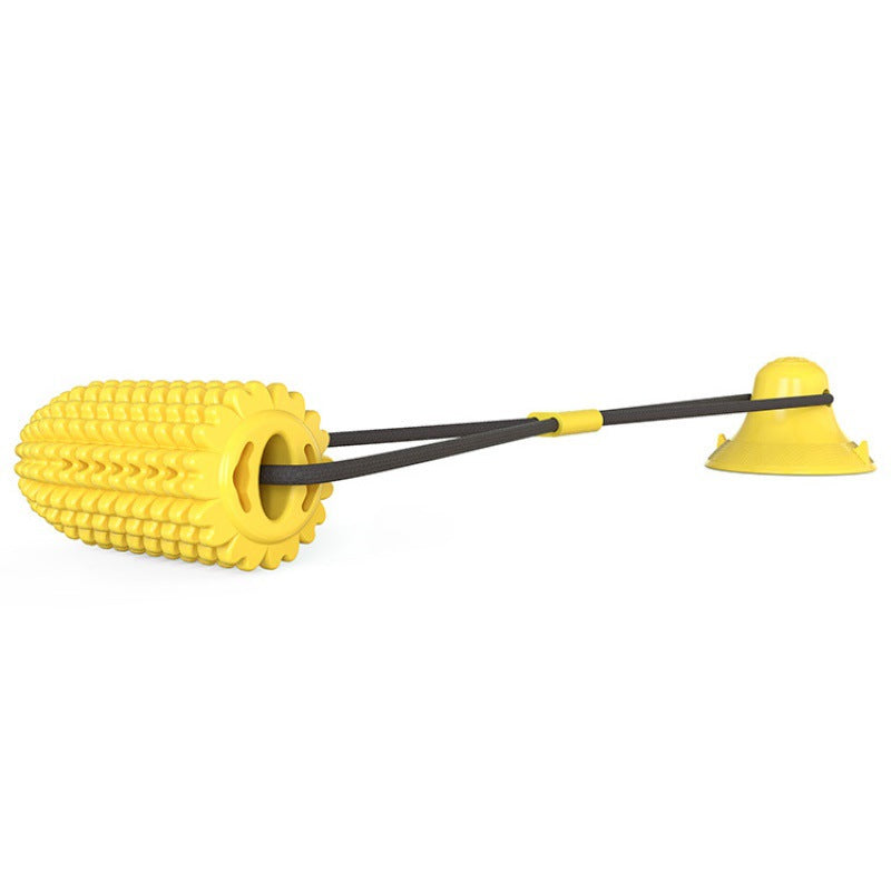 Corn-Shaped Dog Chew Toy with Suction Cup - Squeaky Tug Toy