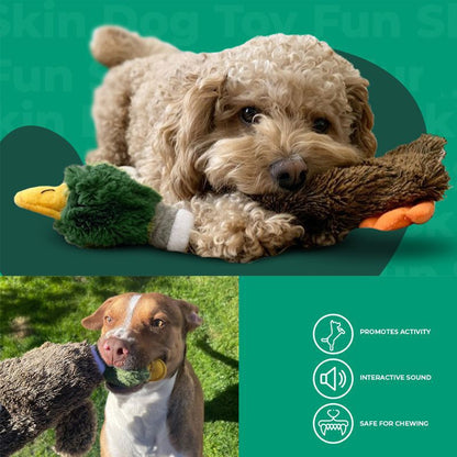 Stuffless Squeaky Duck Dog Toy - 2-in-1 No-Stuffing Chew