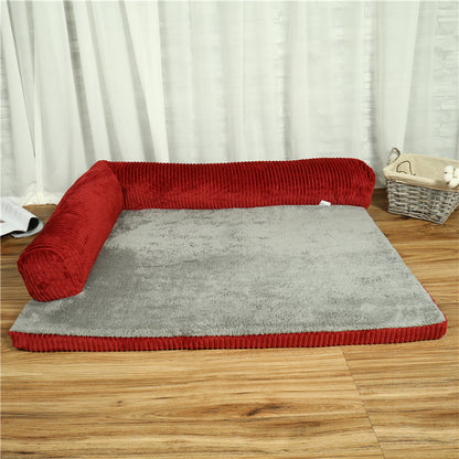 Corduroy Dog Sofa Bed - Soft Pet Bed with Non-Slip Base