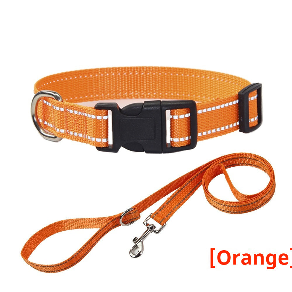 Reflective Dog Collar & Leash - Striped Outdoor Walking Set