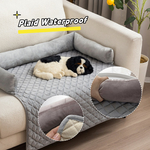 Dog Sofa Bed - Cushioned Pet Couch with Furniture Protector