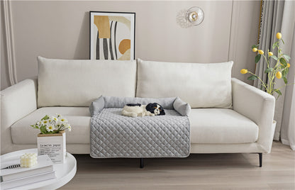 Dog Sofa Bed - Cushioned Pet Couch with Furniture Protector