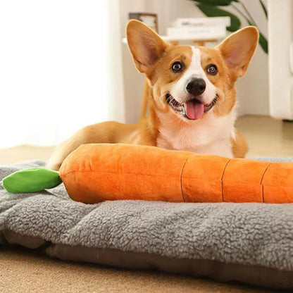 Cute Carrot Squeaky Dog Toy - Soft Plush Chew