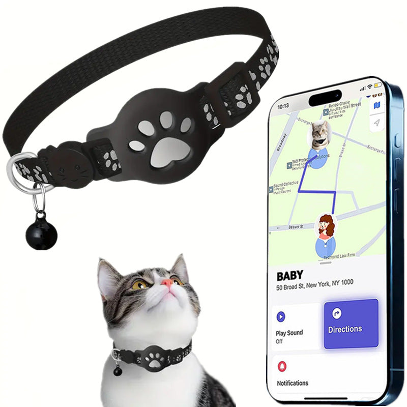 Cartoon Cat Collar with Locator Pouch - Reflective Kitty Collar