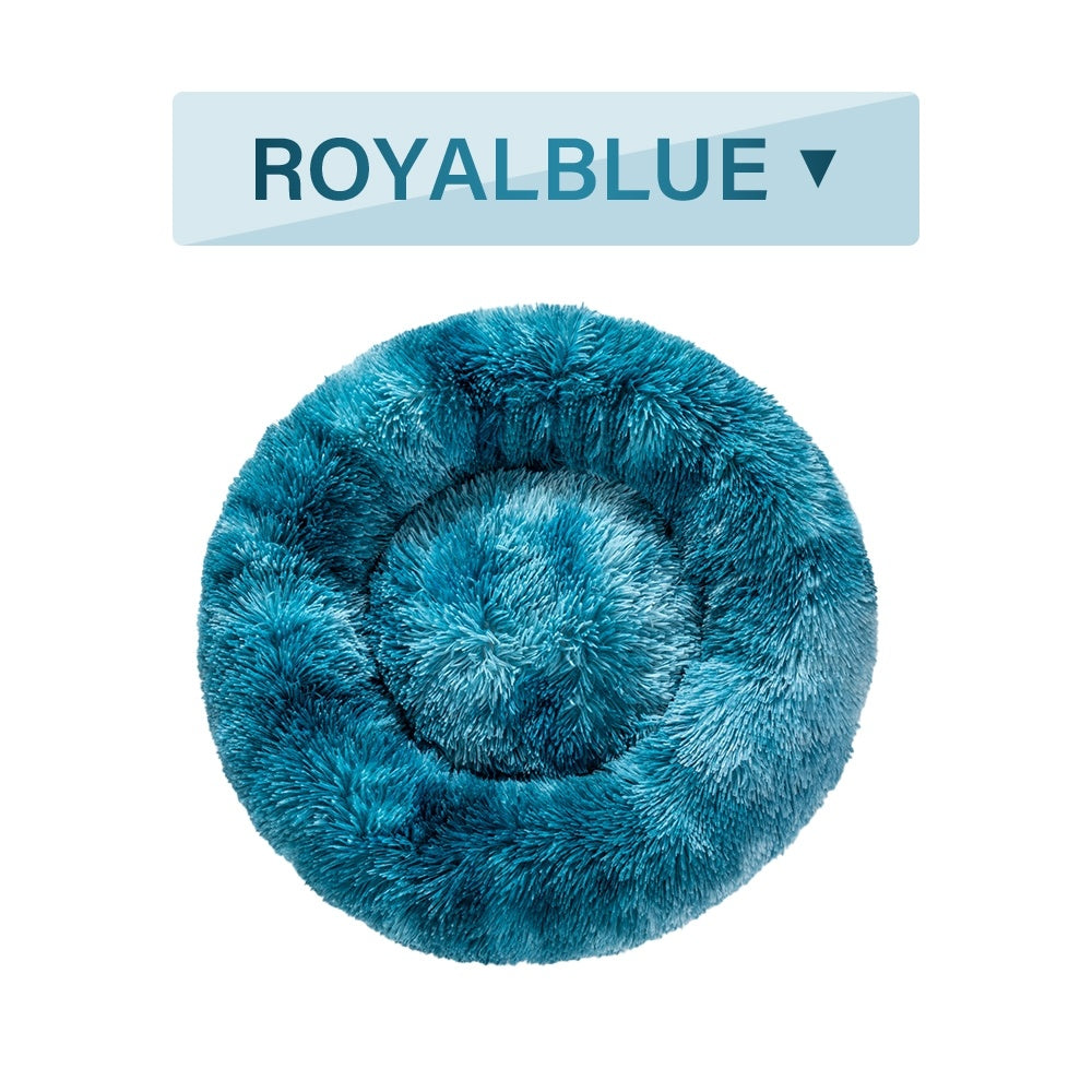 Fluffy Donut Dog Bed - Calming Plush Pet Cushion (S-XL)