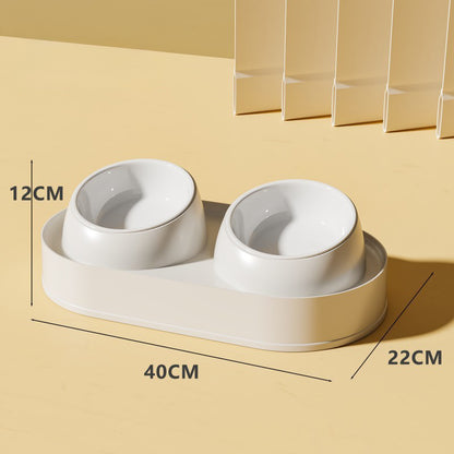 Tilted Double Pet Bowl - Elevated Neck-Protecting Feeder