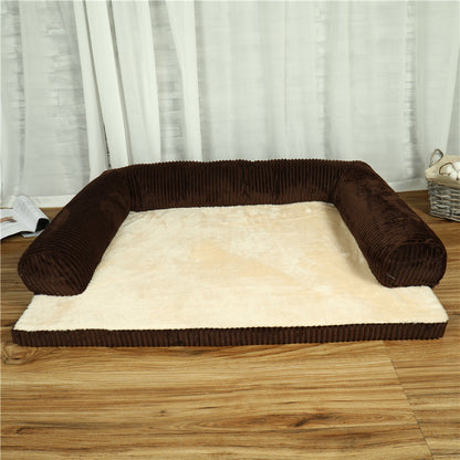 Corduroy Dog Sofa Bed - Soft Pet Bed with Non-Slip Base
