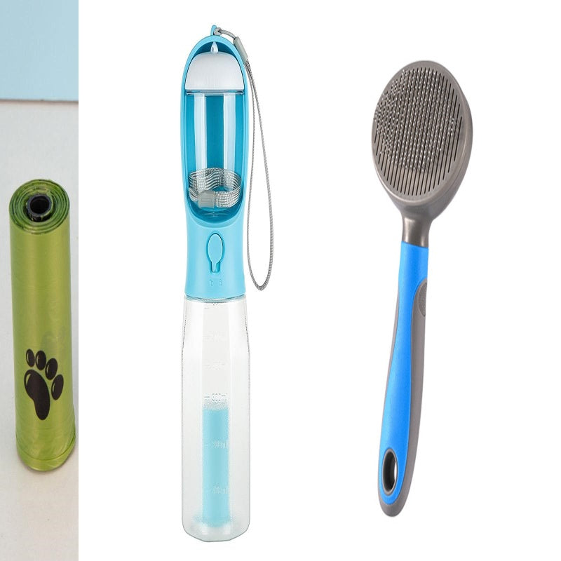 3-in-1 Portable Dog Water Bottle - Travel Feeder & Waste Dispenser