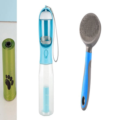 3-in-1 Portable Dog Water Bottle - Travel Feeder & Waste Dispenser