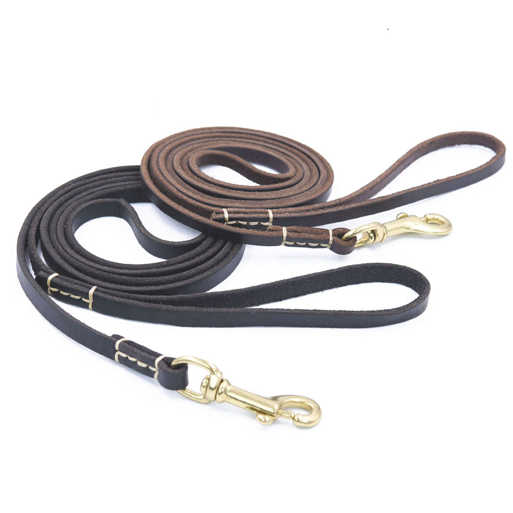 Genuine Leather Dog Leash - Handmade Soft Walking Lead