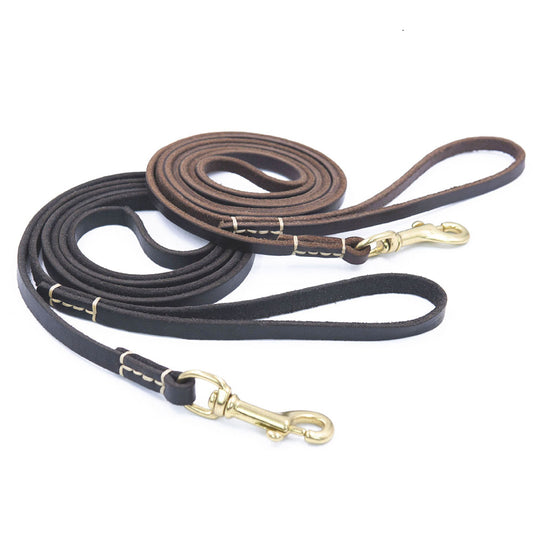 Genuine Leather Dog Leash - Handmade Soft Walking Lead