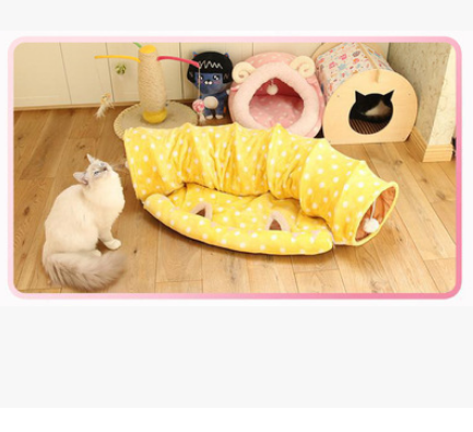4-in-1 Cat Tunnel, Bed, Mat & Sleeping Bag - Multi-Use Nest