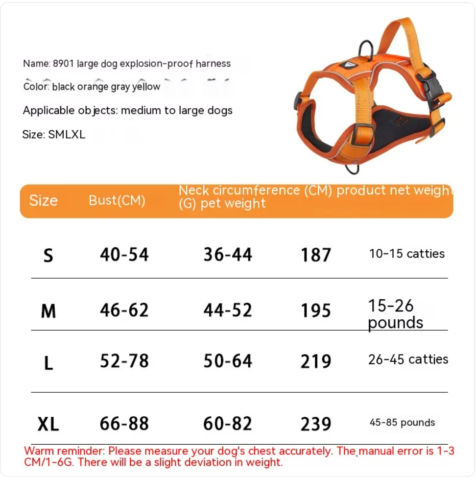 Reflective Dog Harness with Leash - Polyester Walking Set
