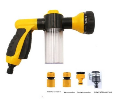 Outdoor Dog Shower Sprayer - 8-in-1 Pet Wash Brush