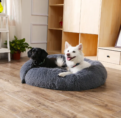Fluffy Donut Pet Bed - Calming Round Dog & Cat Bed